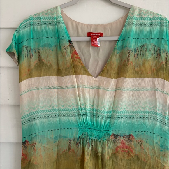 Sundance Silk Cap Sleeve Multicolor Dress Size 10 - Picture 4 of 12
